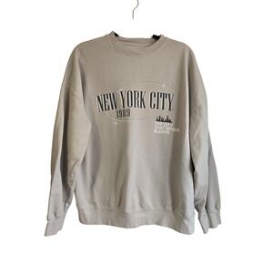 Harlow New York City 1989 Graphic Sweatshirt Grey Oversized Crewneck Small